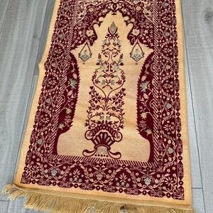 Vintage Zezafonh Red & Gold Prayer Rug / Tapestry